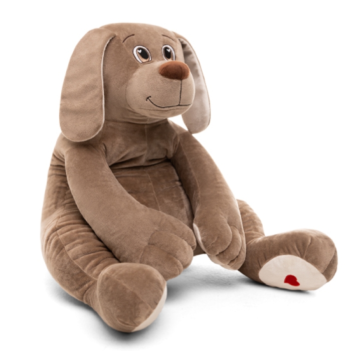 Собака Чарли, 70см (сидя 35 см), бежево-серый