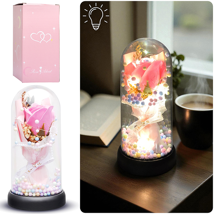 Светильник H02 "Необыкновенная роза" в коробке (розовый) Светильник H02 "Необыкновенная роза" в коробке (розовый)