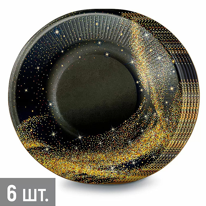 Набор тарелок (d=23 см) "Черное с золотом" Набор тарелок (d=23 см) "Черное с золотом"