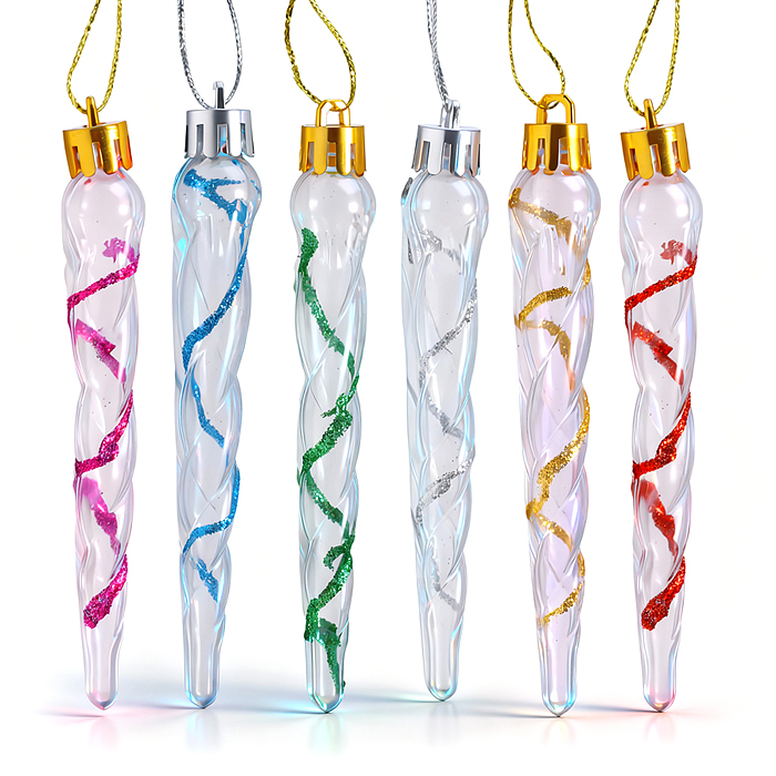 Фото к товару Новогоднее украшение S2655 "Сосульки" (6шт х 11см) Новогоднее украшение S2655 "Сосульки" (6шт х 11см)