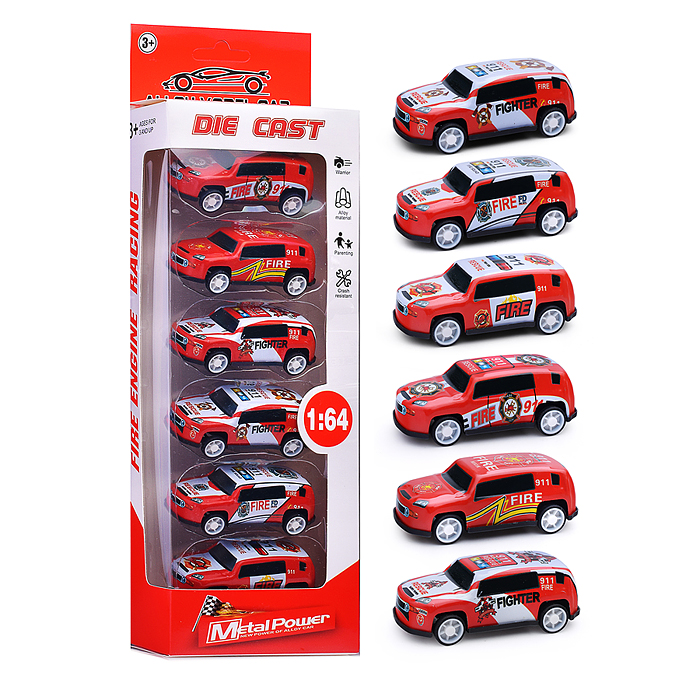 Набор машин 2025-2 "Пожарные гонки" в коробке Набор машин 2025-2 "Пожарные гонки" в коробке
