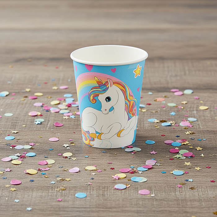 Фото к товару Набор посуды одноразовой 00-7461 "Сказочный единорог" стаканы 10шт. Набор посуды одноразовой 00-7461 "Сказочный единорог" стаканы 10шт.