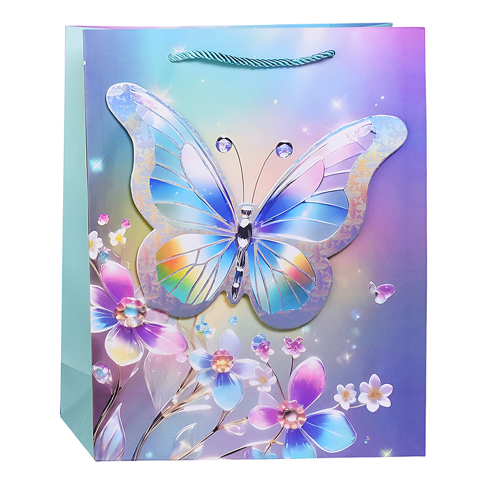 Фото к товару Пакет подарочный 00-7458 "Яркая бабочка" 26*10*32см Пакет подарочный 00-7458 "Яркая бабочка" 26*10*32см