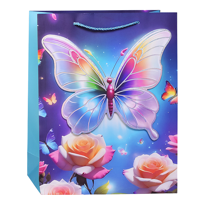 Фото к товару Пакет подарочный 00-7458 "Яркая бабочка" 26*10*32см Пакет подарочный 00-7458 "Яркая бабочка" 26*10*32см