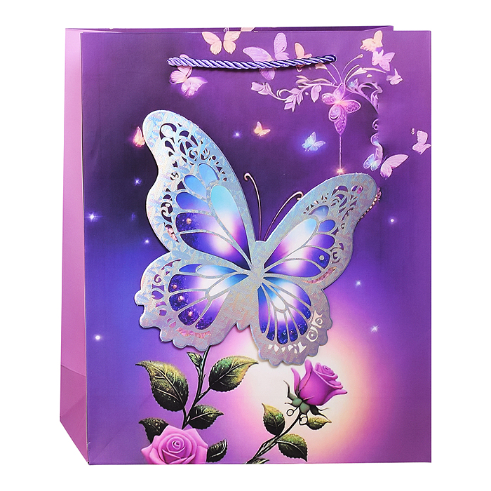 Фото к товару Пакет подарочный 00-7458 "Яркая бабочка" 26*10*32см Пакет подарочный 00-7458 "Яркая бабочка" 26*10*32см