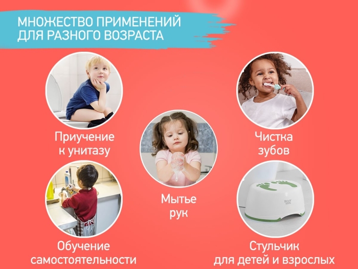 Фото к товару Ступенька-подставка для детей одинарная, зеленая Ступенька-подставка для детей одинарная, зеленая