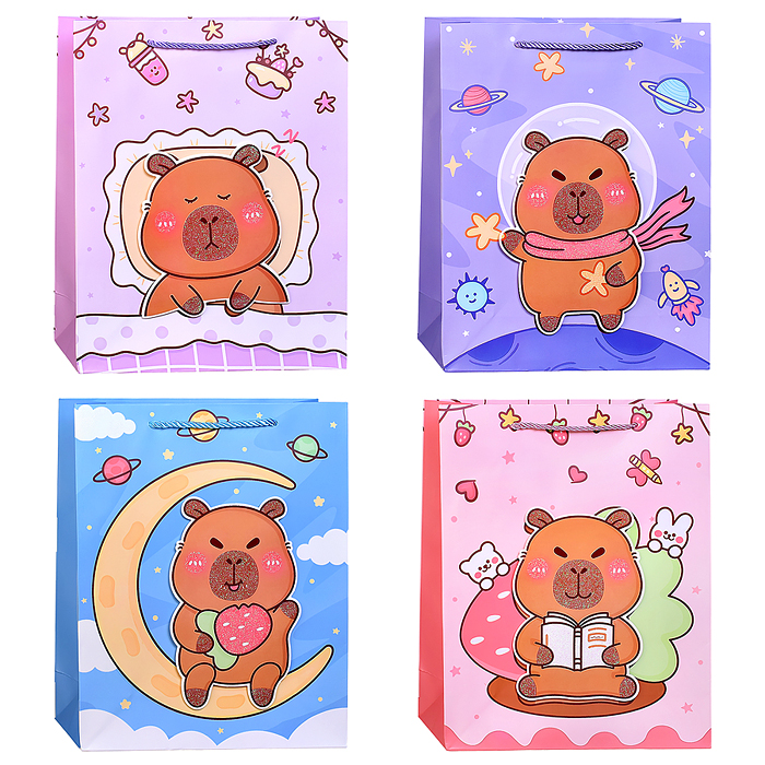 Пакет подарочный 00-7456 "Волшебный сюрприз. Капибара" 26*10*32см 