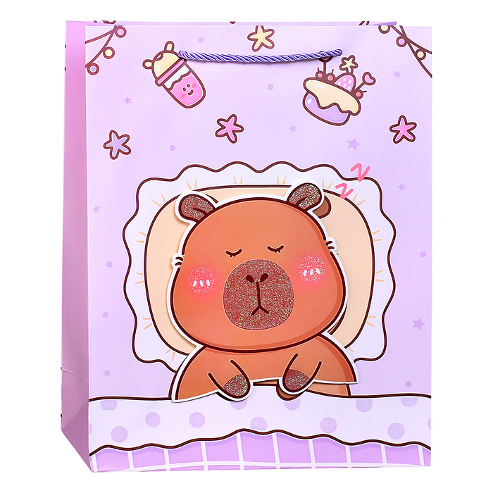 Фото к товару Пакет подарочный 00-7456 "Волшебный сюрприз. Капибара" 26*10*32см Пакет подарочный 00-7456 "Волшебный сюрприз. Капибара" 26*10*32см