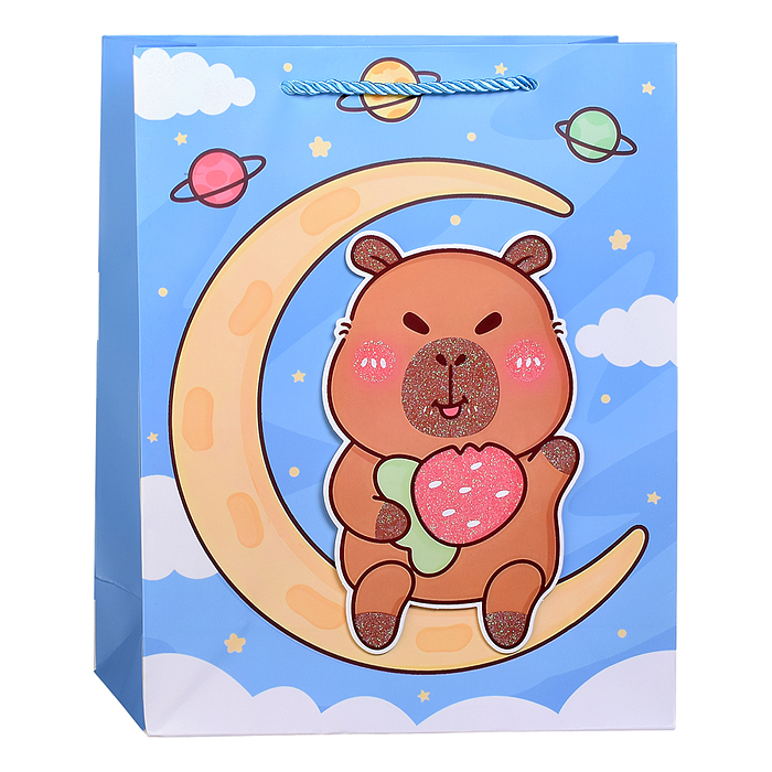 Фото к товару Пакет подарочный 00-7456 "Волшебный сюрприз. Капибара" 26*10*32см Пакет подарочный 00-7456 "Волшебный сюрприз. Капибара" 26*10*32см