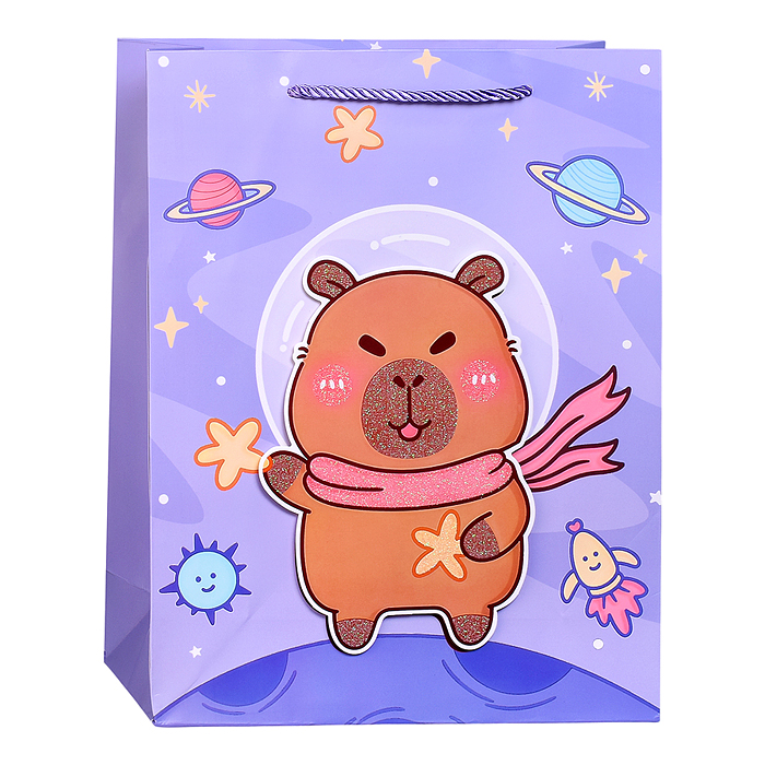 Фото к товару Пакет подарочный 00-7456 "Волшебный сюрприз. Капибара" 26*10*32см Пакет подарочный 00-7456 "Волшебный сюрприз. Капибара" 26*10*32см