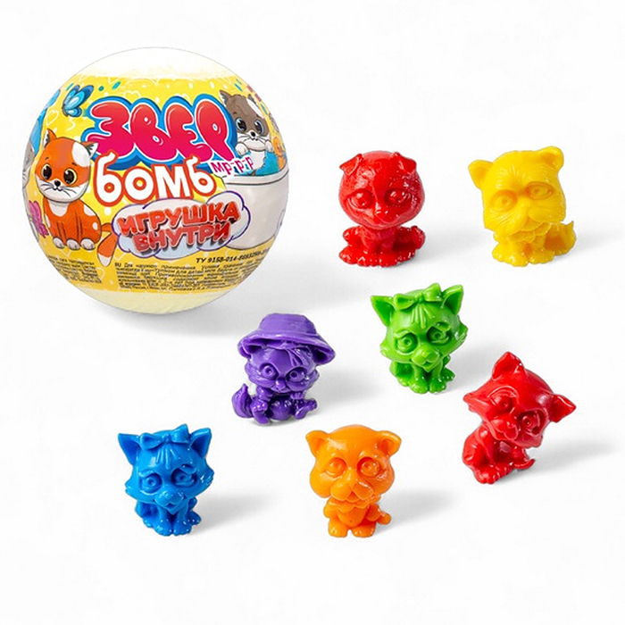 Фото к товару Детский бурлящий шар 130г "Звер бомб" тропик (с игрушкой) Детский бурлящий шар 130г "Звер бомб" тропик (с игрушкой)