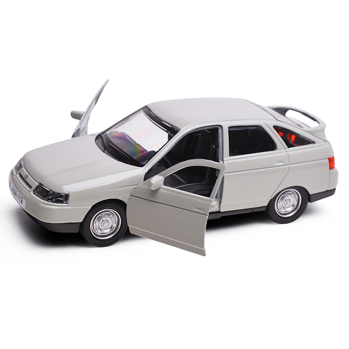 Машина металл. ваз-2112 12 см, двери, багаж, светло-коричневый, в коробке