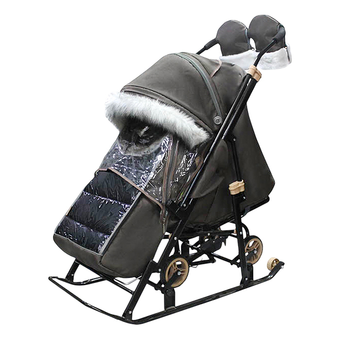 Санки-коляска "Glory gloss" (тёмно-коричневый ) Санки-коляска "Glory gloss" (тёмно-коричневый )