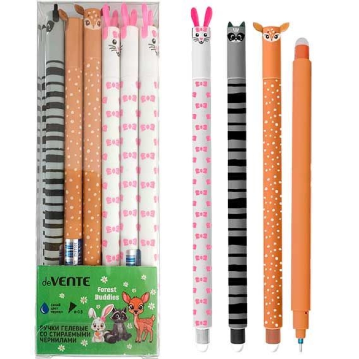 Ручка гелевая стираемая "Forest Buddies" d=0,5 мм, корпус с эффектом Velvet-Touch