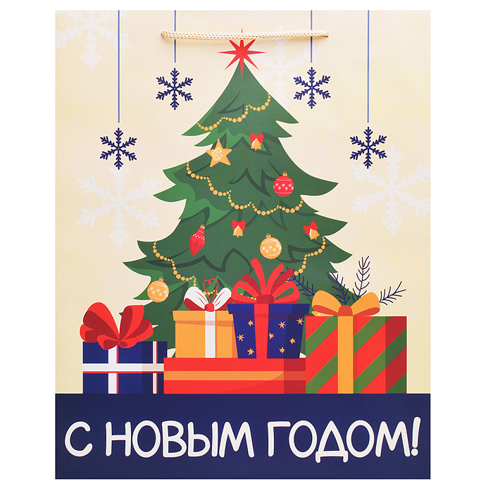 Бумажный пакет для сувенирной продукции с ламинацией, с шириной основания 26 cм