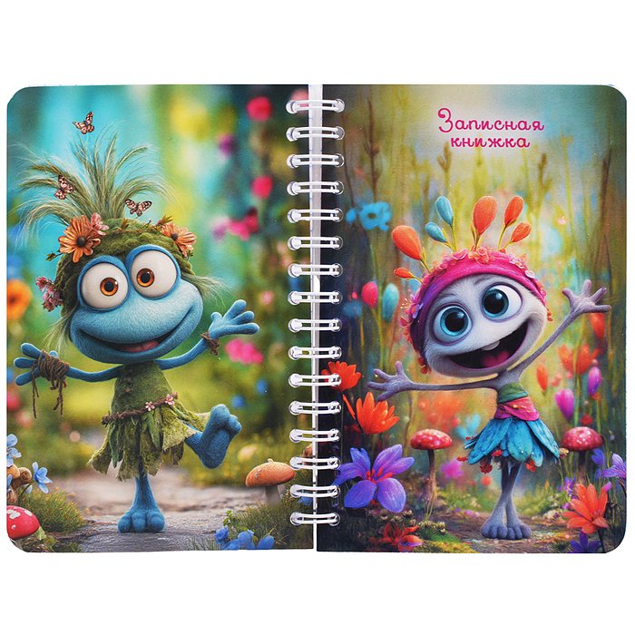 Записная книжка - перевертыш 80л. А6 на гребне "Забавные малыши" 