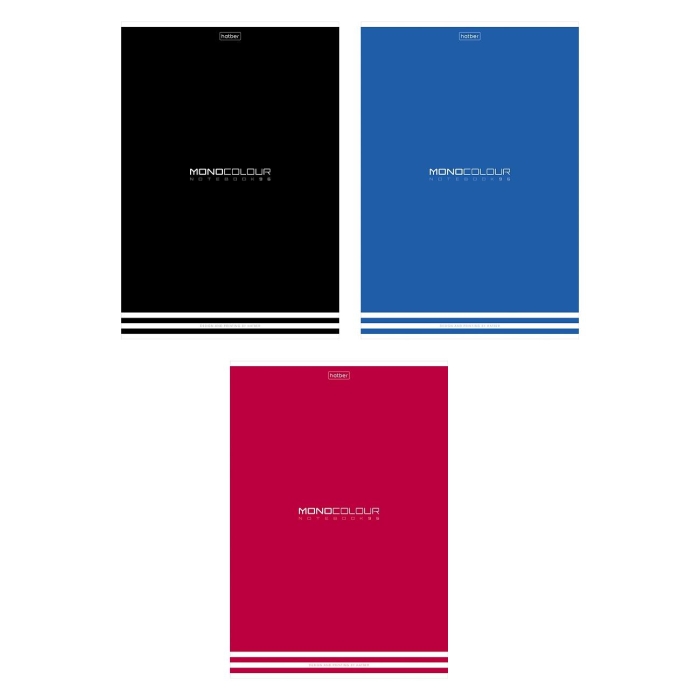 Тетрадь 96л. А4 линия "Monocolour" на скобе, матовая ламинация, тиснение, 3 диз. в блоке