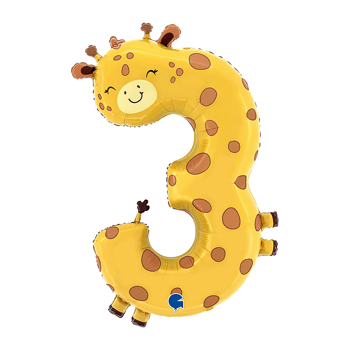 Шар (36''/91 см) Цифра, 3 Жираф, 1 шт. в уп. Шар (36''/91 см) Цифра, 3 Жираф, 1 шт. в уп.