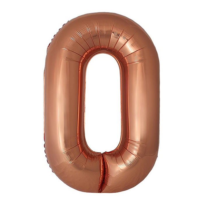 Шар (40''/102 см) Цифра, 0 Slim, Бронза, Металлик, 1 шт. в уп.