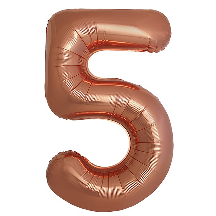 Шар (40''/102 см) Цифра, 5 Slim, Бронза, Металлик, 1 шт. в уп.