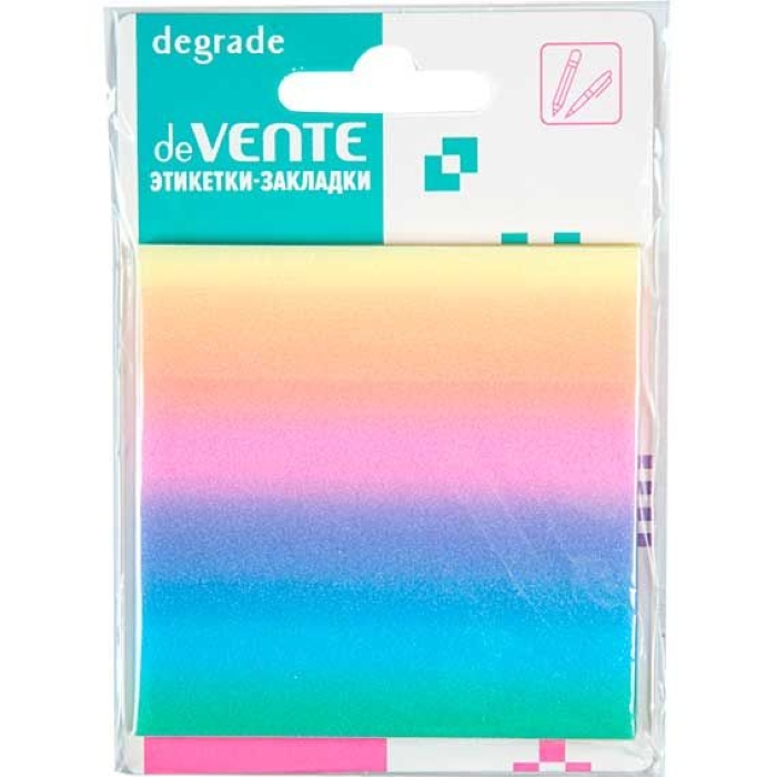 Самоклеящиеся этикетки-закладки "Degrade" пластиковые прозрачные, 76x76 мм, радужные