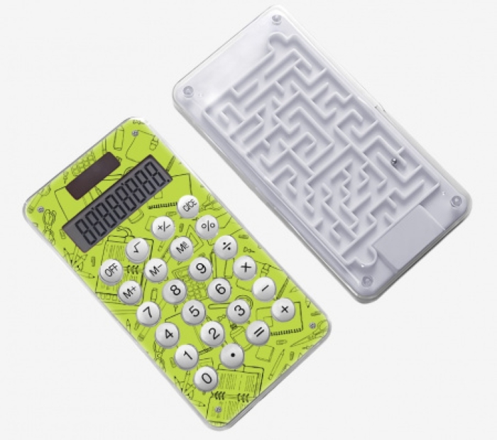 Калькулятор с лабиринтом "School" 61x117x15 мм, для младших классов, 8 разрядный