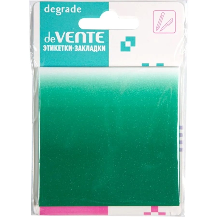 Самоклеящиеся этикетки-закладки "Degrade" пластиковые прозрачные, 76x76 мм, темно-изумрудные