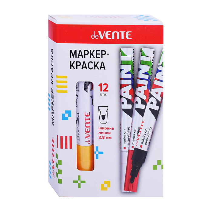 Маркер-краска желтая, круглый алюминиевый корпус, с клипом, нитро-основа, пулевидный наконечник, 2,8