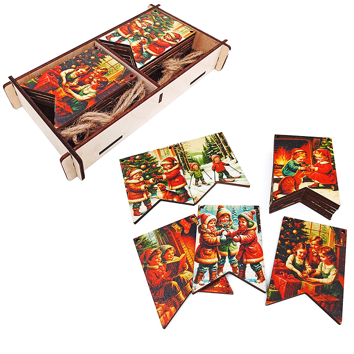 Набор "Новогодние флажки. Ретро" 12 дет. Набор "Новогодние флажки. Ретро" 12 дет.