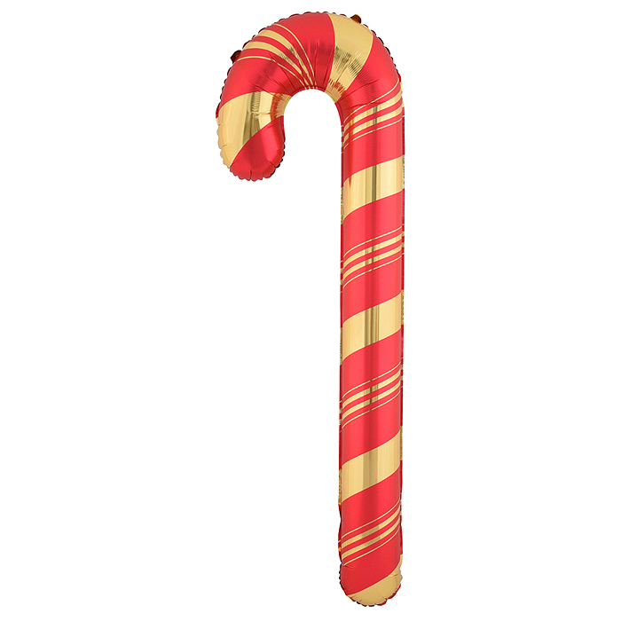 Шар (29''/74 см) Фигура, Леденец трость (надув воздухом), Красный/Золото, 1 шт. в уп.