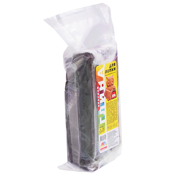 Глина для лепки вакуумированная, красная 500 гр, 