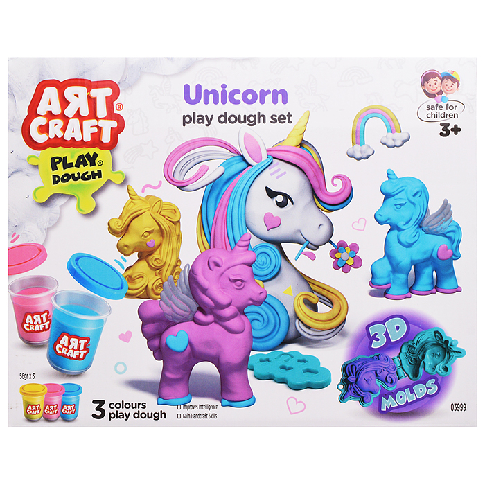 Набор для лепки "Волшебные единороги" тесто 3х56г Набор для лепки "Волшебные единороги" тесто 3х56г