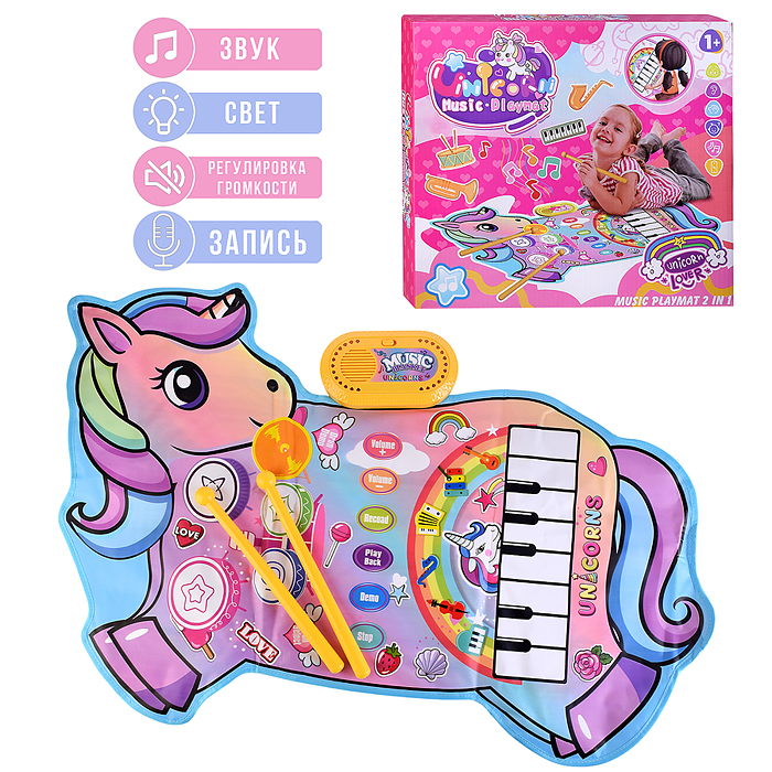 Коврик музыкальный RS-6130 "Единорог" в коробке Коврик музыкальный RS-6130 "Единорог" в коробке