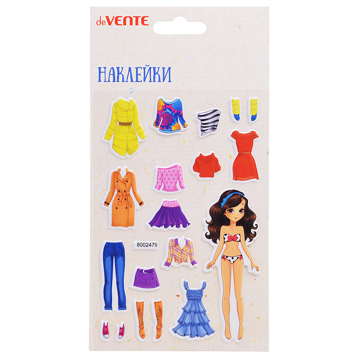 Наклейки мягкие "Одевайка модница" размер карточки 10x15 см, puff, объемные, многоразовые Наклейки мягкие "Одевайка модница" размер карточки 10x15 см, puff, объемные, многоразовые