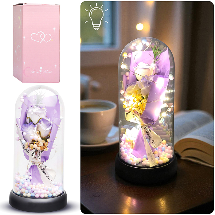 Светильник H01 "Букет роз" в коробке (сиреневый) Светильник H01 "Букет роз" в коробке (сиреневый)