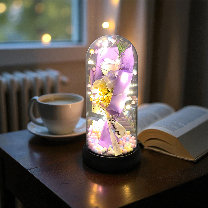 Фото к товару Светильник H01 "Букет роз" в коробке (сиреневый) Светильник H01 "Букет роз" в коробке (сиреневый)