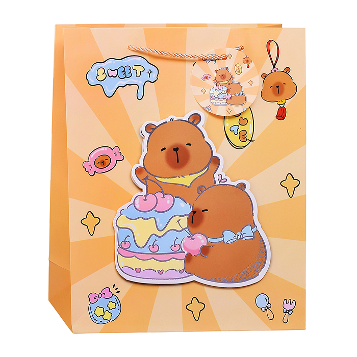 Фото к товару Пакет подарочный 00-7446 "Капибара" 26*32*10см Пакет подарочный 00-7446 "Капибара" 26*32*10см