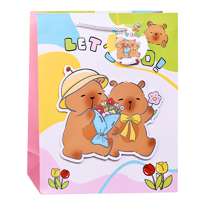 Фото к товару Пакет подарочный 00-7446 "Капибара" 26*32*10см Пакет подарочный 00-7446 "Капибара" 26*32*10см