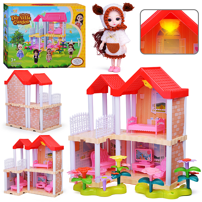 Дом для куклы 666-B1A-5 "Котедж" с мебелью, в коробке Дом для куклы 666-B1A-5 "Котедж" с мебелью, в коробке