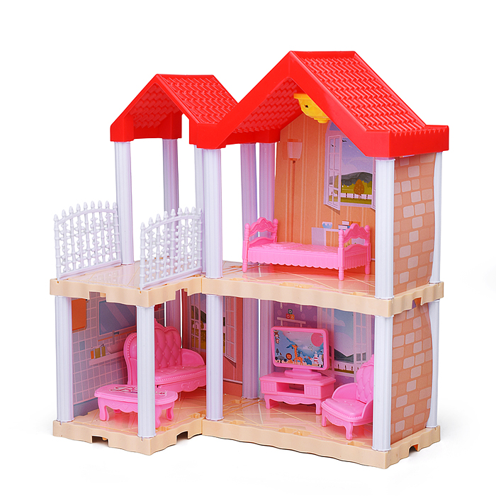 Фото к товару Дом для куклы 666-B1A-5 "Котедж" с мебелью, в коробке Дом для куклы 666-B1A-5 "Котедж" с мебелью, в коробке
