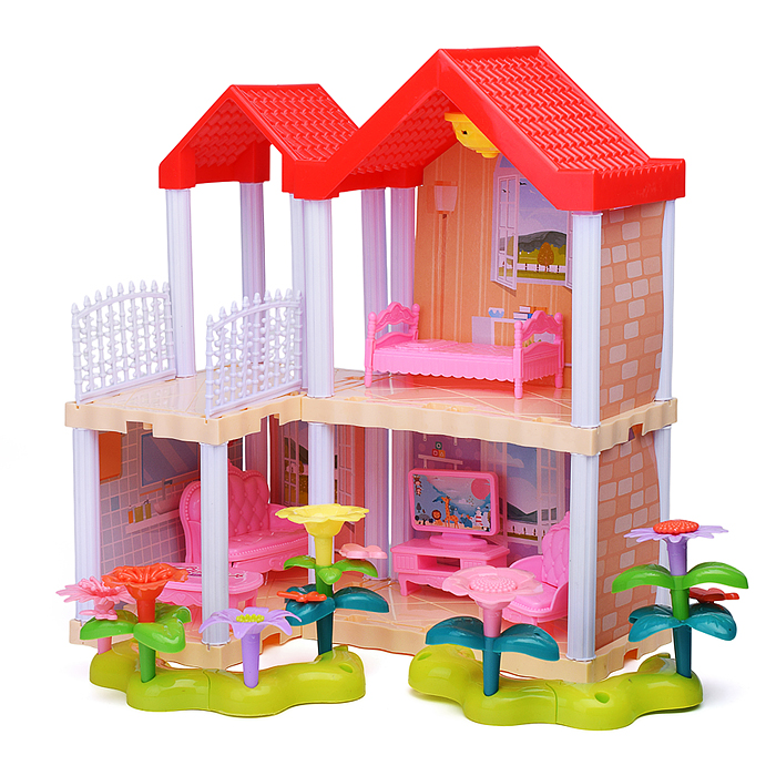 Фото к товару Дом для куклы 666-B1A-5 "Котедж" с мебелью, в коробке Дом для куклы 666-B1A-5 "Котедж" с мебелью, в коробке