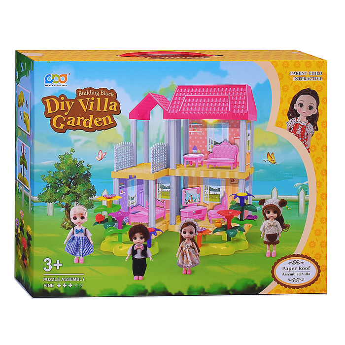 Фото к товару Дом для куклы 666-B1A-5 "Котедж" с мебелью, в коробке Дом для куклы 666-B1A-5 "Котедж" с мебелью, в коробке