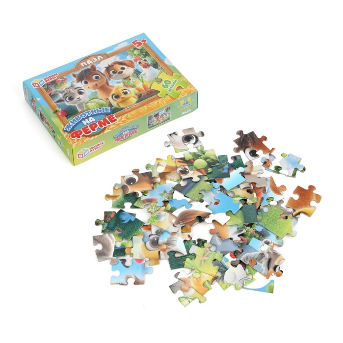 Пазлы 60 "Животные на ферме"