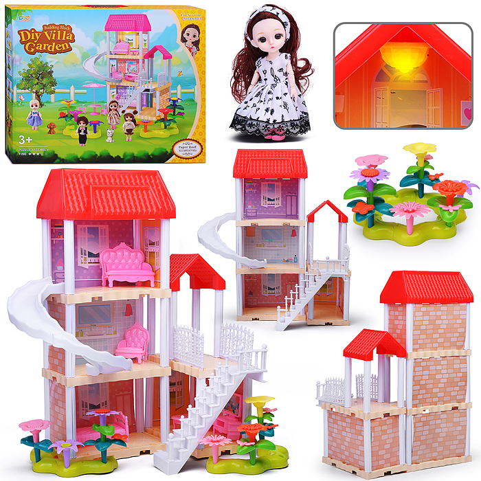 Дом для куклы 666-B7A-8 "Моя вилла" с мебелью, в коробке Дом для куклы 666-B7A-8 "Моя вилла" с мебелью, в коробке