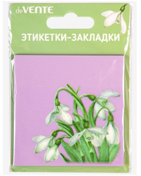 Самоклеящиеся этикетки-закладки "Flower" пластиковые полупрозрачные, 76x76 мм, 50 листов