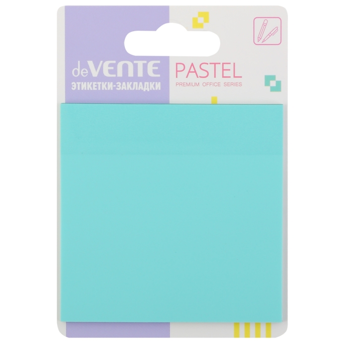 Самоклеящиеся этикетки-закладки "Pastel" пластиковые прозрачные, 76x76 мм, изумрудные