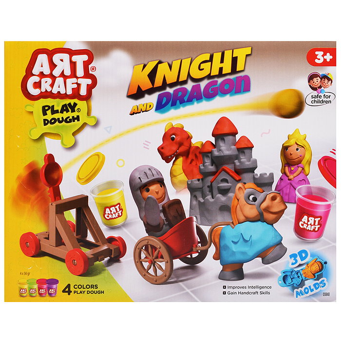 Набор для лепки "Рыцари и драконы" тесто 4х56г Набор для лепки "Рыцари и драконы" тесто 4х56г
