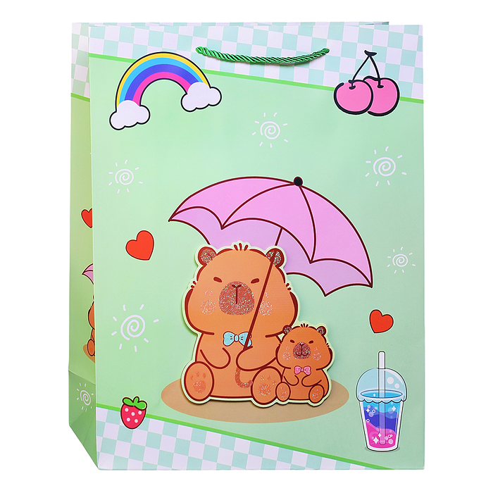 Пакет подарочный 00-7415 "Милая капибара" 31*12*40см