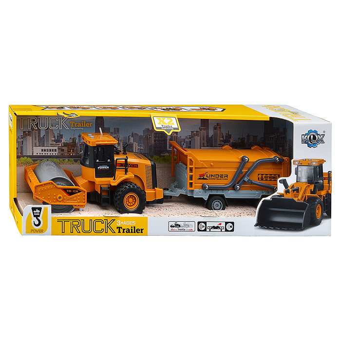 Машина KLX900-10 "Асфальтоукладчик" с прицепом (свет,звук) в коробке