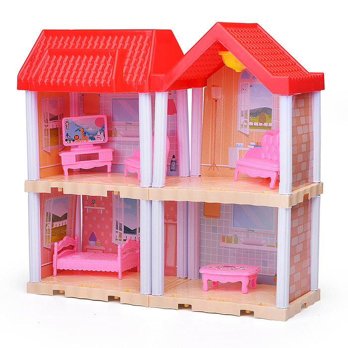 Фото к товару Дом для куклы 666-B3A-3 "Вилла" с мебелью, в коробке Дом для куклы 666-B3A-3 "Вилла" с мебелью, в коробке